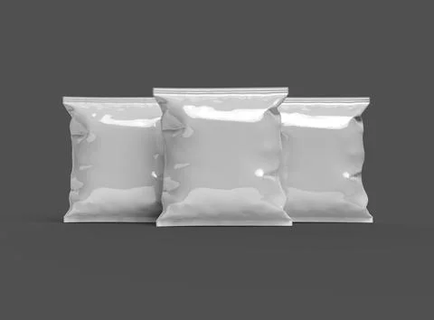 Render of a Package for a square polyethylene bag for food on a dark background Stock Illustration