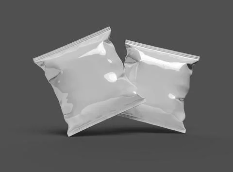 Render of a Package for a square polyethylene bag for food on a dark background Stock Illustration