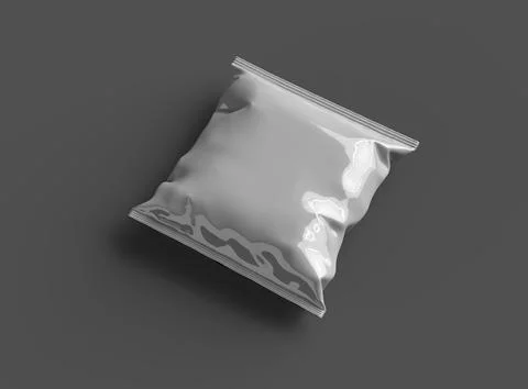Render of a Package for a square polyethylene bag for food on a dark background Stock Illustration