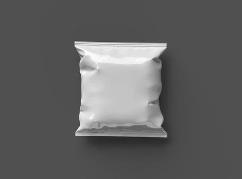 Render of a Package for a square polyethylene bag for food on a dark background Illustrazione stock