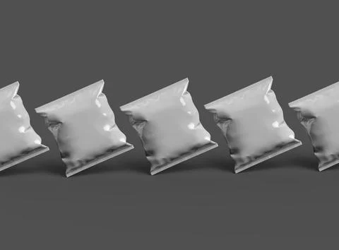 Render of a Package for a square polyethylene bag for food on a dark background Stock Illustration