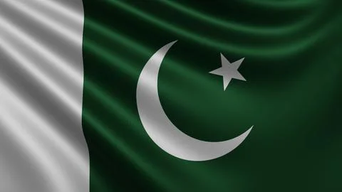 Render of the Pakistan flag flutters in the wind close-up, the national flag of Stock Illustration