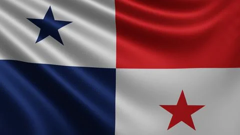 Render of the Panama flag flutters in the wind close-up, the national flag of Stock Illustration