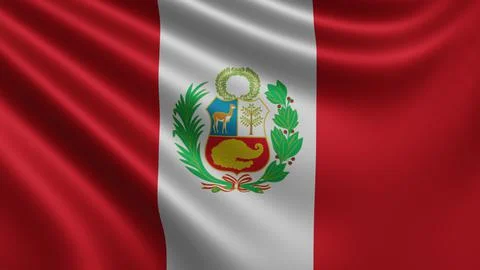 Render of the Peru flag flutters in the wind close-up, the national flag of Peru Stock Illustration