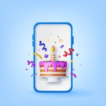 Render Phone with Chocolate Cake Decorated with Stock Illustration