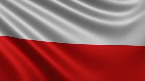 Render of the Poland flag flutters in the wind close-up, the national flag of Stock Illustration