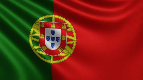 Render of the Portugal flag flutters in the wind close-up, the national flag of Stock Illustration