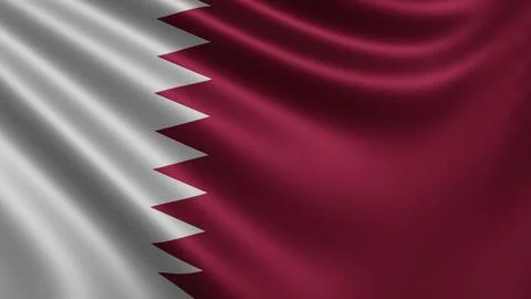 Render of the Qatar flag flutters in the wind close-up, the national flag of Stock Illustration