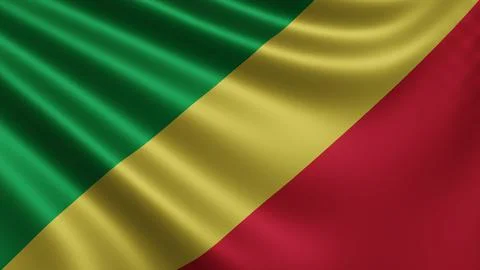 Render of the Republic Congo flag flutters in the wind close-up, the national Stock Illustration