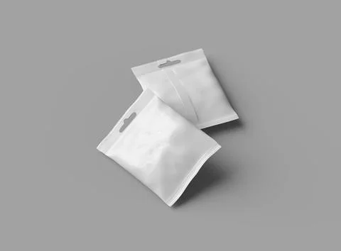 Render of a resealable zip-lock bag with hanging hole on a light background Stock Illustration