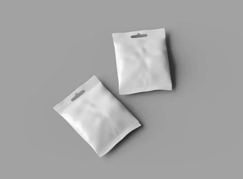 Render of a resealable zip-lock bag with hanging hole on a light background Stock Illustration