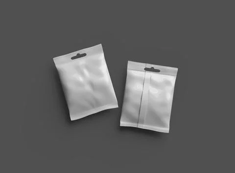 Render of a resealable zip-lock bag with hanging hole on a dark background Illustrazione stock