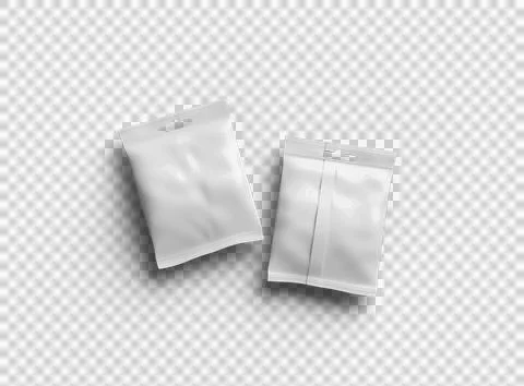 Render of resealable zip-lock bag with hanging hole on transparent background Stock Illustration