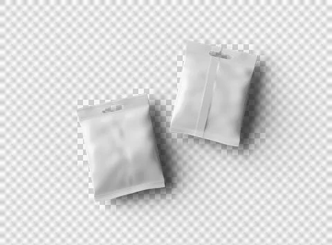 Render of resealable zip-lock bag with hanging hole on transparent background Stock Illustration