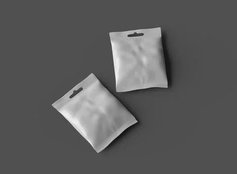 Render of a resealable zip-lock bag with hanging hole on a dark background Stock Illustration