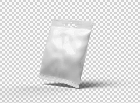 Render of resealable zip-lock bag with hanging hole on transparent background Stock Illustration