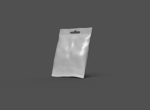 Render of a resealable zip-lock bag with hanging hole on a dark background Stock Illustration