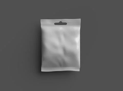 Render of a resealable zip-lock bag with hanging hole on a dark background Stock Illustration