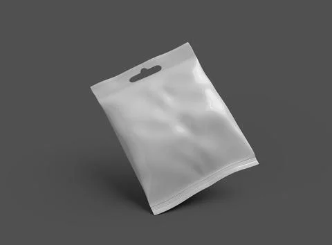 Render of a resealable zip-lock bag with hanging hole on a dark background Illustrazione stock