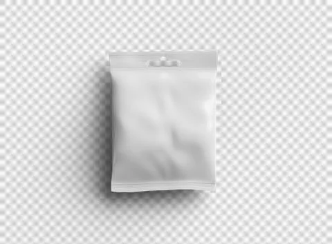 Render of resealable zip-lock bag with hanging hole on transparent background Stock Illustration