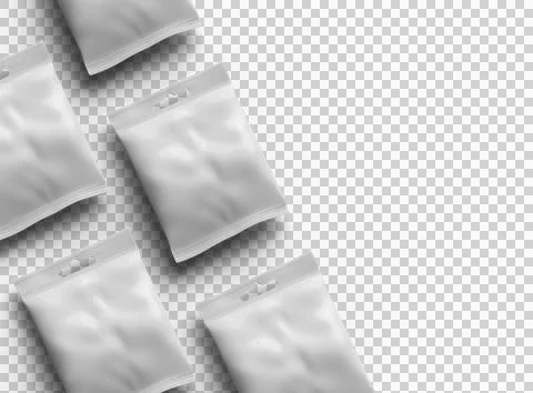 Render of resealable zip-lock bag with hanging hole on transparent background Stock Illustration