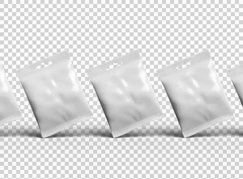 Render of resealable zip-lock bag with hanging hole on transparent background Stock Illustration