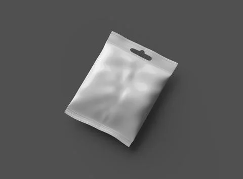 Render of a resealable zip-lock bag with hanging hole on a dark background Stock Illustration