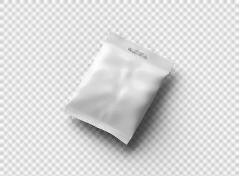 Render of resealable zip-lock bag with hanging hole on transparent background Stock Illustration