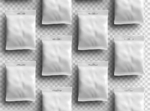 Render of resealable zip-lock bag with hanging hole on transparent background Stock Illustration