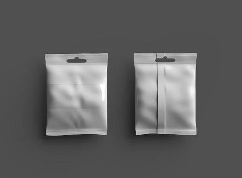 Render of a resealable zip-lock bag with hanging hole on a dark background Stock Illustration