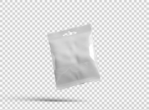 Render of resealable zip-lock bag with hanging hole on transparent background Stock Illustration