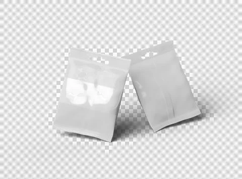 Render of resealable zip-lock bag with hanging hole on transparent background Stock Illustration