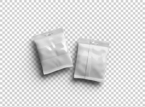 Render of resealable zip-lock bag with hanging hole on transparent background Stock Illustration