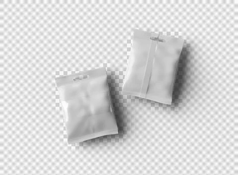 Render of resealable zip-lock bag with hanging hole on transparent background Illustrazione stock
