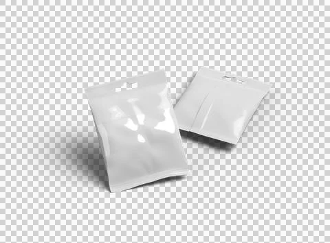 Render of resealable zip-lock bag with hanging hole on transparent background Stock Illustration