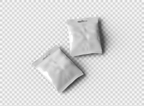 Render of resealable zip-lock bag with hanging hole on transparent background Stock Illustration