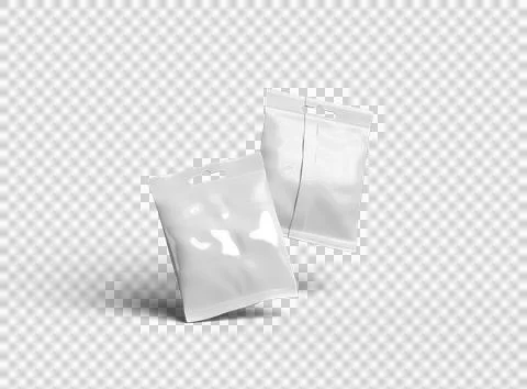 Render of resealable zip-lock bag with hanging hole on transparent background Stock Illustration