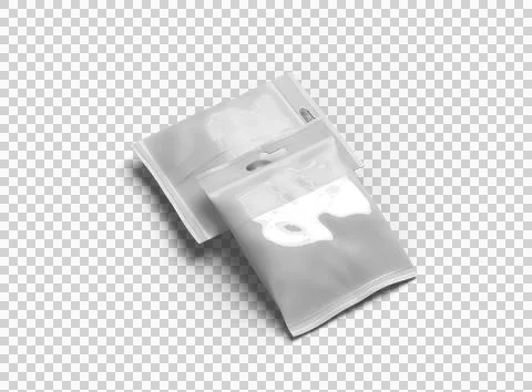 Render of resealable zip-lock bag with hanging hole on transparent background Stock Illustration