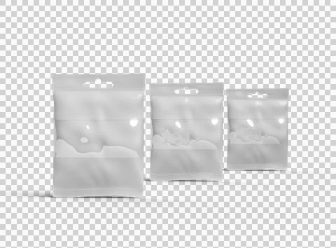 Render of resealable zip-lock bag with hanging hole on transparent background Stock Illustration