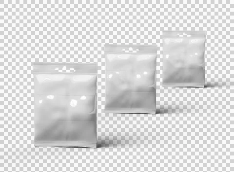 Render of resealable zip-lock bag with hanging hole on transparent background Illustrazione stock