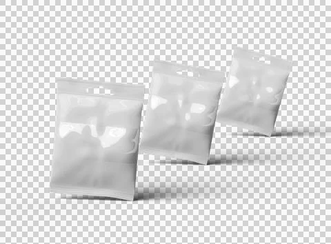 Render of resealable zip-lock bag with hanging hole on transparent background Stock Illustration