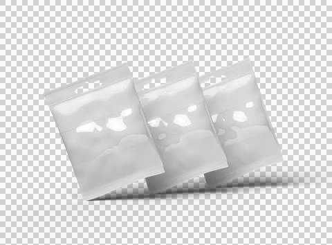 Render of resealable zip-lock bag with hanging hole on transparent background Stock Illustration