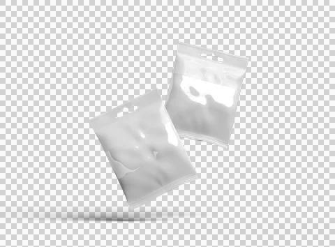 Render of resealable zip-lock bag with hanging hole on transparent background Stock Illustration