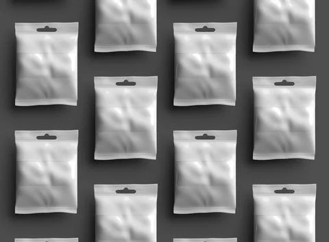 Render of a resealable zip-lock bag with hanging hole on a dark background Stock Illustration