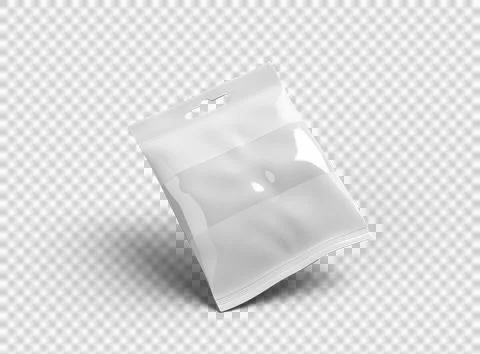 Render of resealable zip-lock bag with hanging hole on transparent background Stock Illustration