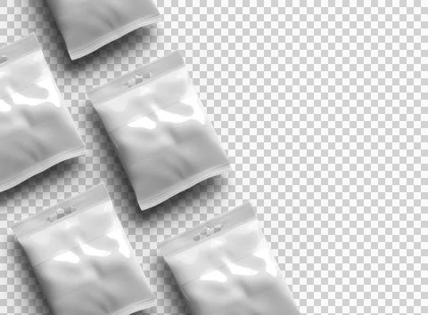 Render of resealable zip-lock bag with hanging hole on transparent background Stock Illustration