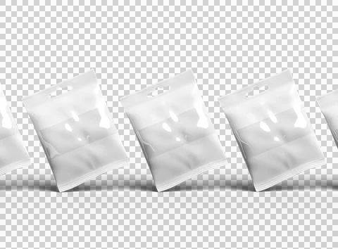 Render of resealable zip-lock bag with hanging hole on transparent background Stock Illustration