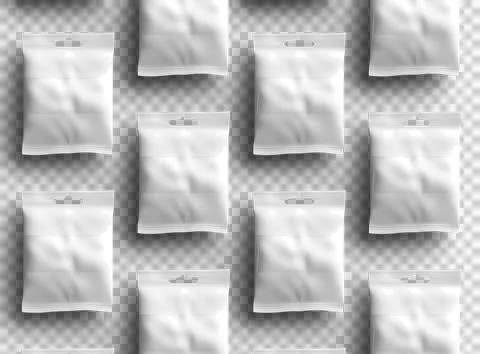 Render of resealable zip-lock bag with hanging hole on transparent background Stock Illustration