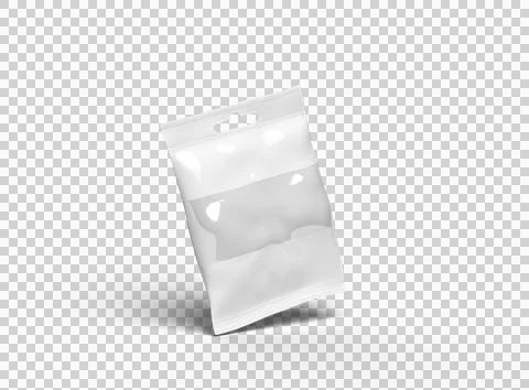 Render of resealable zip-lock bag with hanging hole on transparent background Stock Illustration