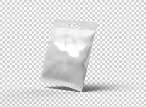 Render of resealable zip-lock bag with hanging hole on transparent background Stock Illustration